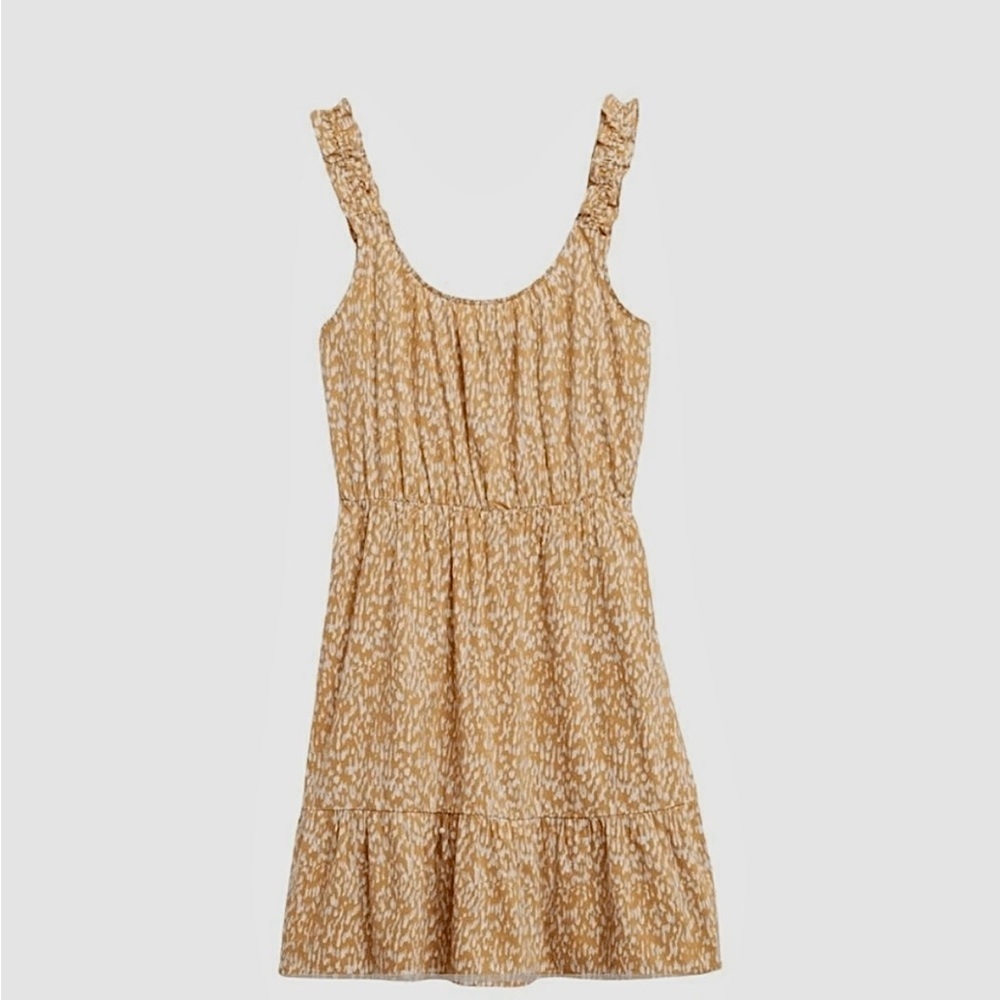 Banana Republic Ruffle Fit-and-Flare Dress in Gold